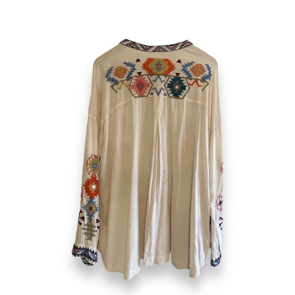 Johnny Was Biya Floral Embroidered Henley Tunic Top Blouse Women's Size XL - Picture 4 of 6